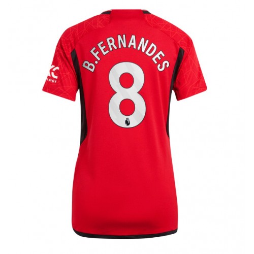 Fotballdrakt Dame Manchester United Bruno Fernandes #8 Hjemmedrakt 2023-24 Kortermet